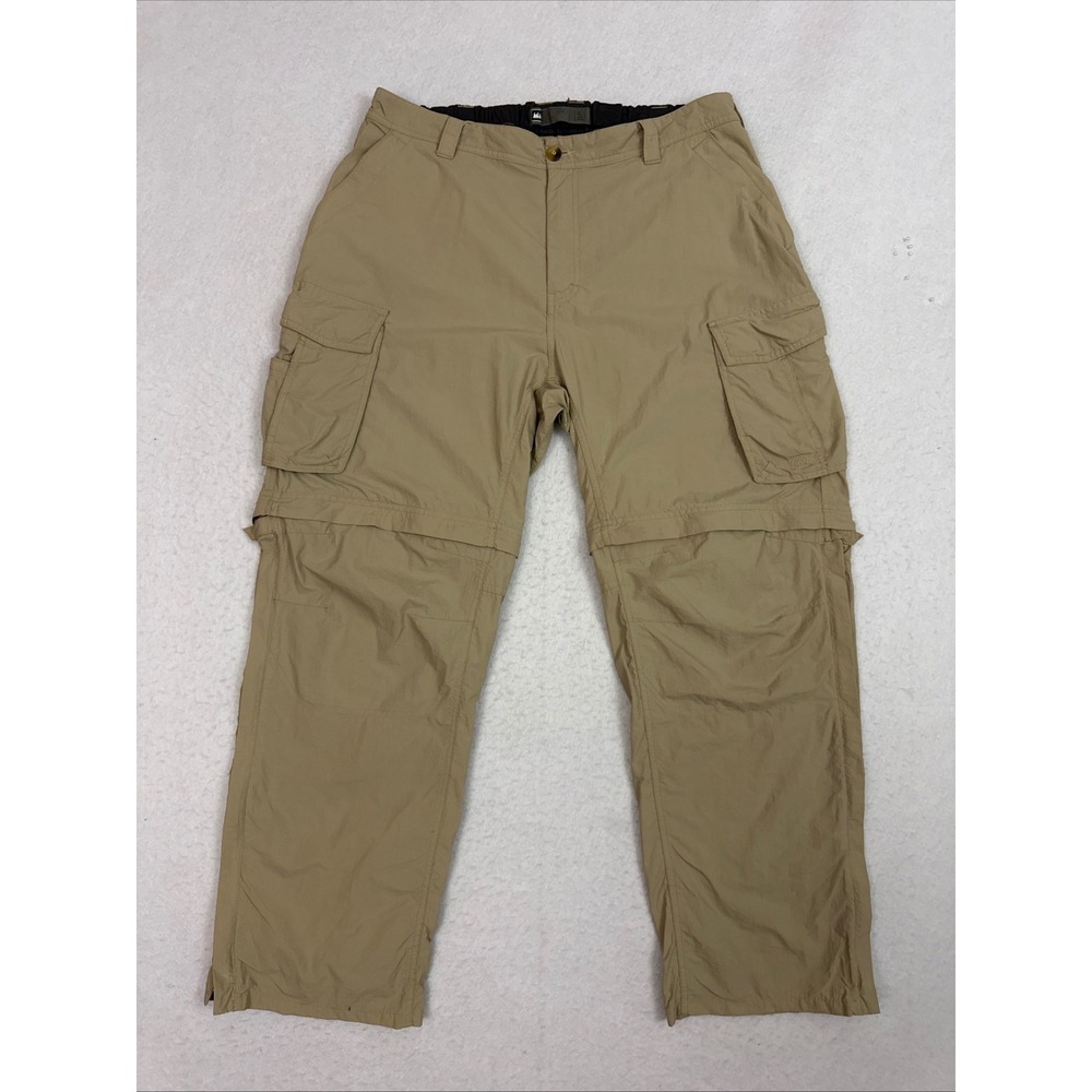 REI Sahara Men's XL 30L Tan Convertible Cargo Hiking Pants Zip Off